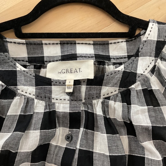THE GREAT BLACK AND GRAY CHECKERED BLOUSE BRAND NEW NWT - Picture 7 of 7